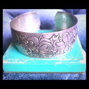 Vintage Sterling silver cuff bracelet Engraved
